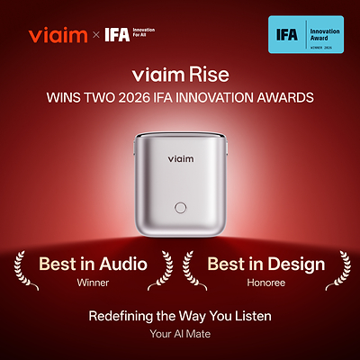 viaim Rise Receives Two 2026 IFA Innovation Awards; Indiegogo Campaign Launches September 8